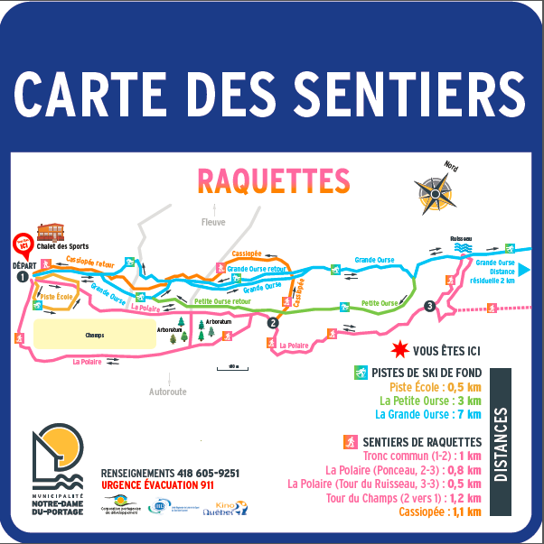 Carte sentiers de raquettes 2019
