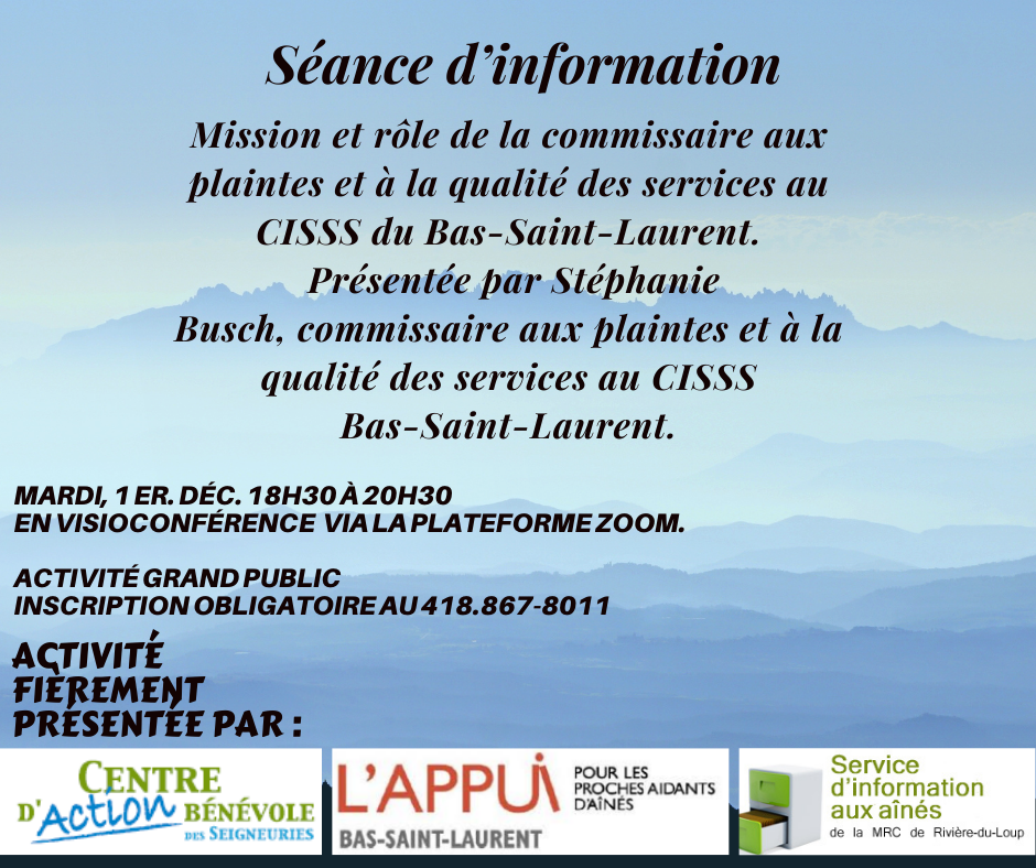 SÉANCE D’INFORMATION SERVICE CISSS
